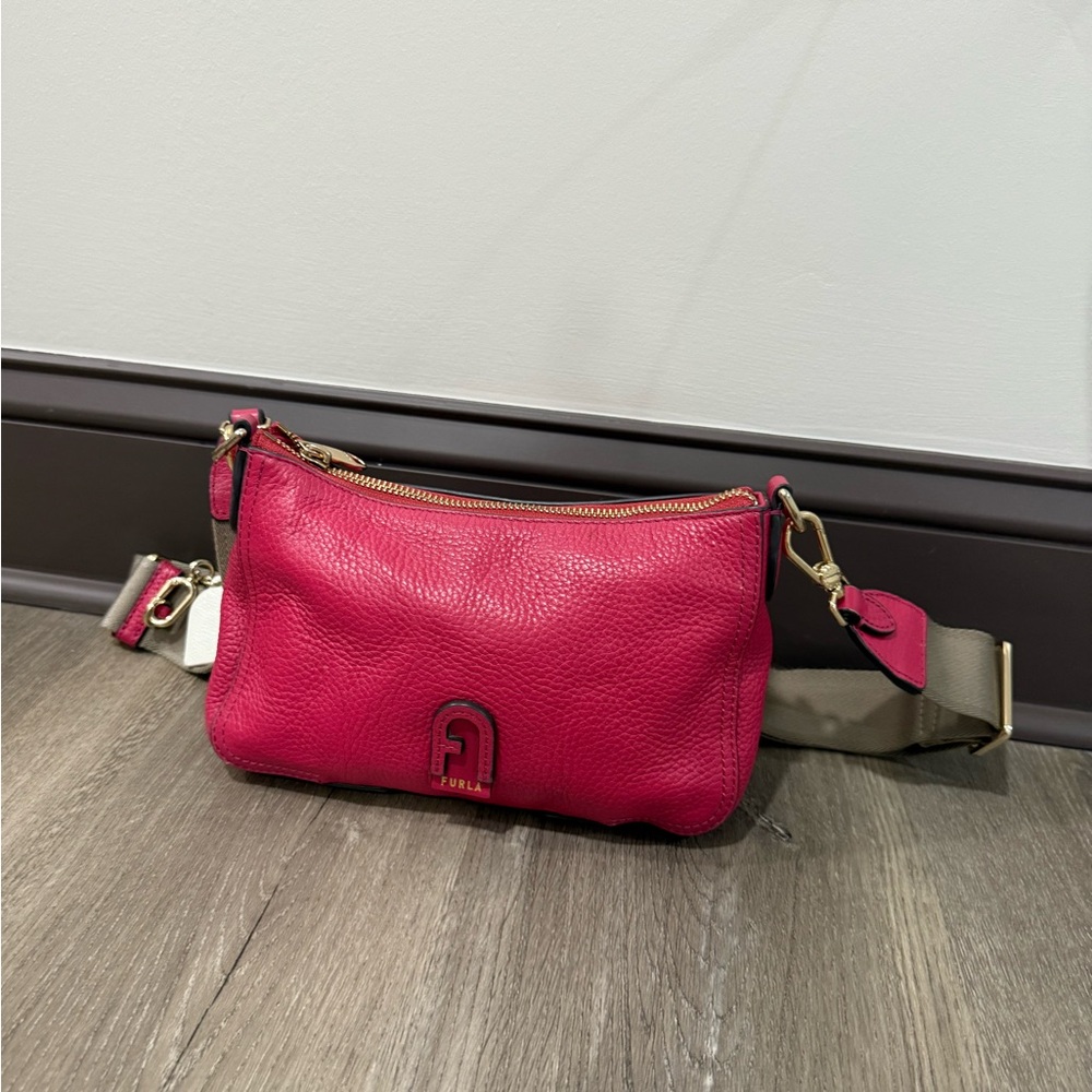 Furla Fuchsia Crossbody Bag with Gold Accents